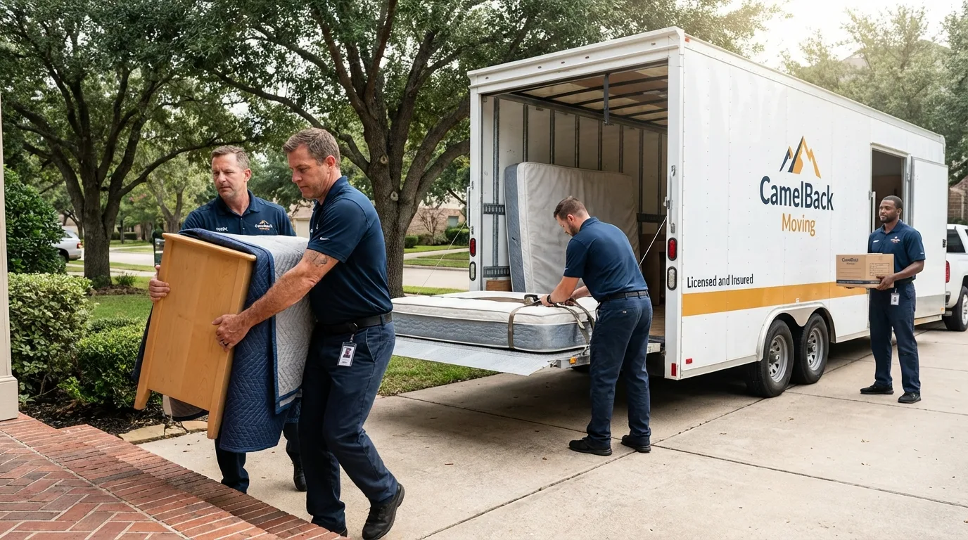 Crew loading residential truck for cross-state move from Monmouth Junction, NJ