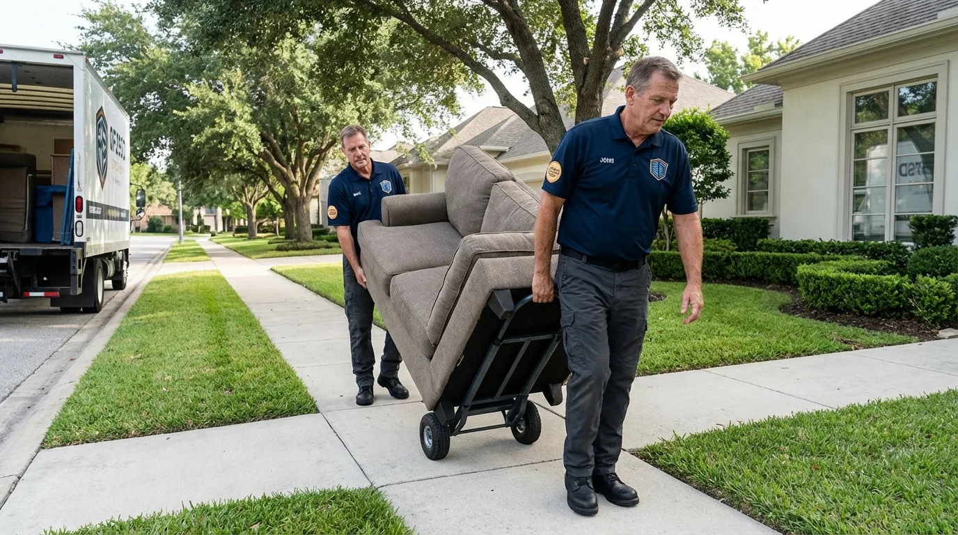 Local residential moving crew loading furniture in Monmouth Junction, NJ